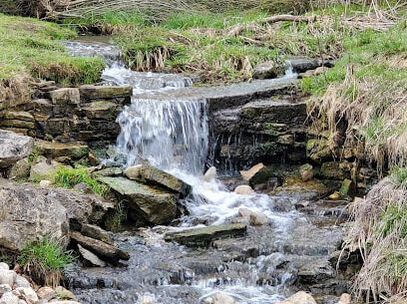 Water stream at Devil's Creek Falls in Blair Road Cambridge Ontario