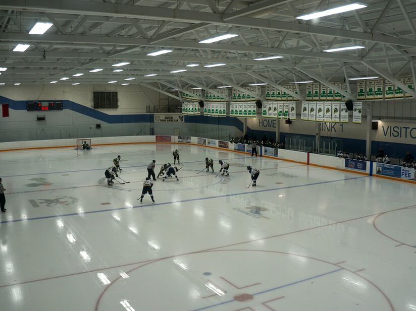 People playing at an indoor arena in Hespeler Village, Cambridge, Ontario