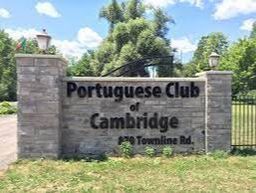 stone tablet sign of Portuguese Club of Cambridge in Fiddlesticks, Ontario